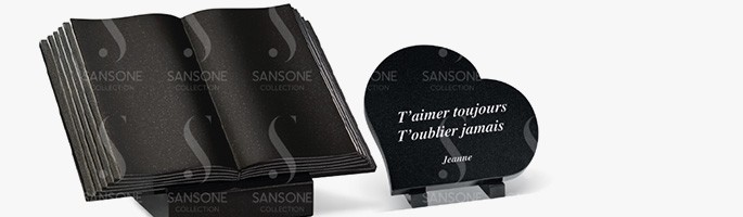 Polished engraved granite funeral plaques - Sansone Collection